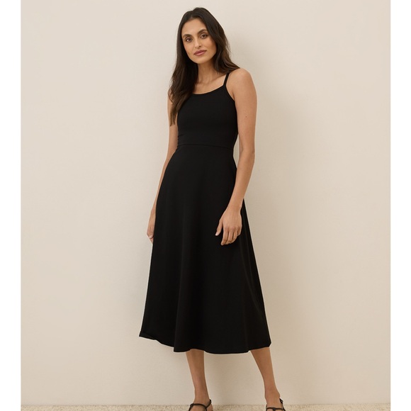 Pact Fit & Flare Black Midi Dress M - Picture 1 of 6